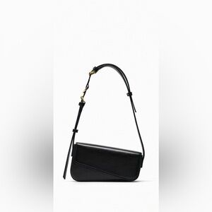 Zara Black Shoulder Bag with Gold Hardware